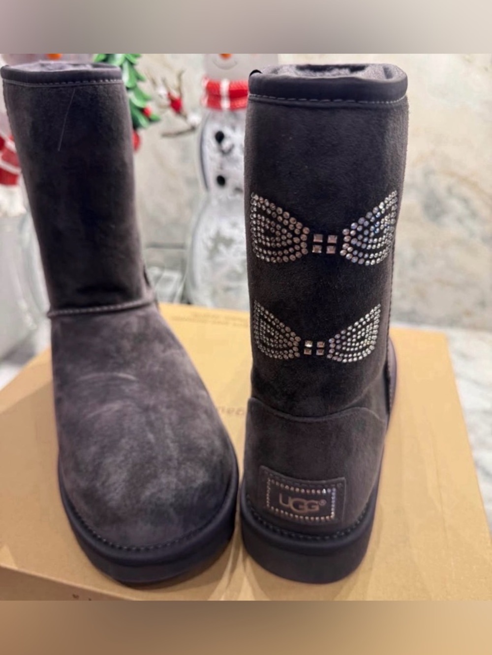 UGG Swarovski Bow Boots ✨ RARE | Gray Suede | Size 11 | BNWT